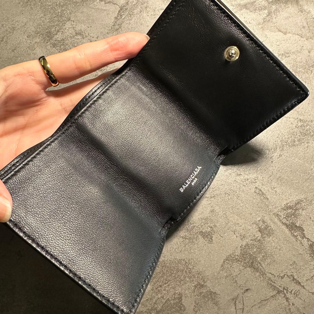 超美品 BALENCIAGA 三つ折り財布 ブラック