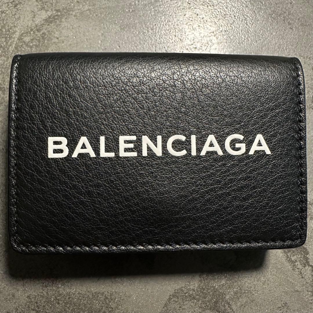 超美品 BALENCIAGA 三つ折り財布 ブラック