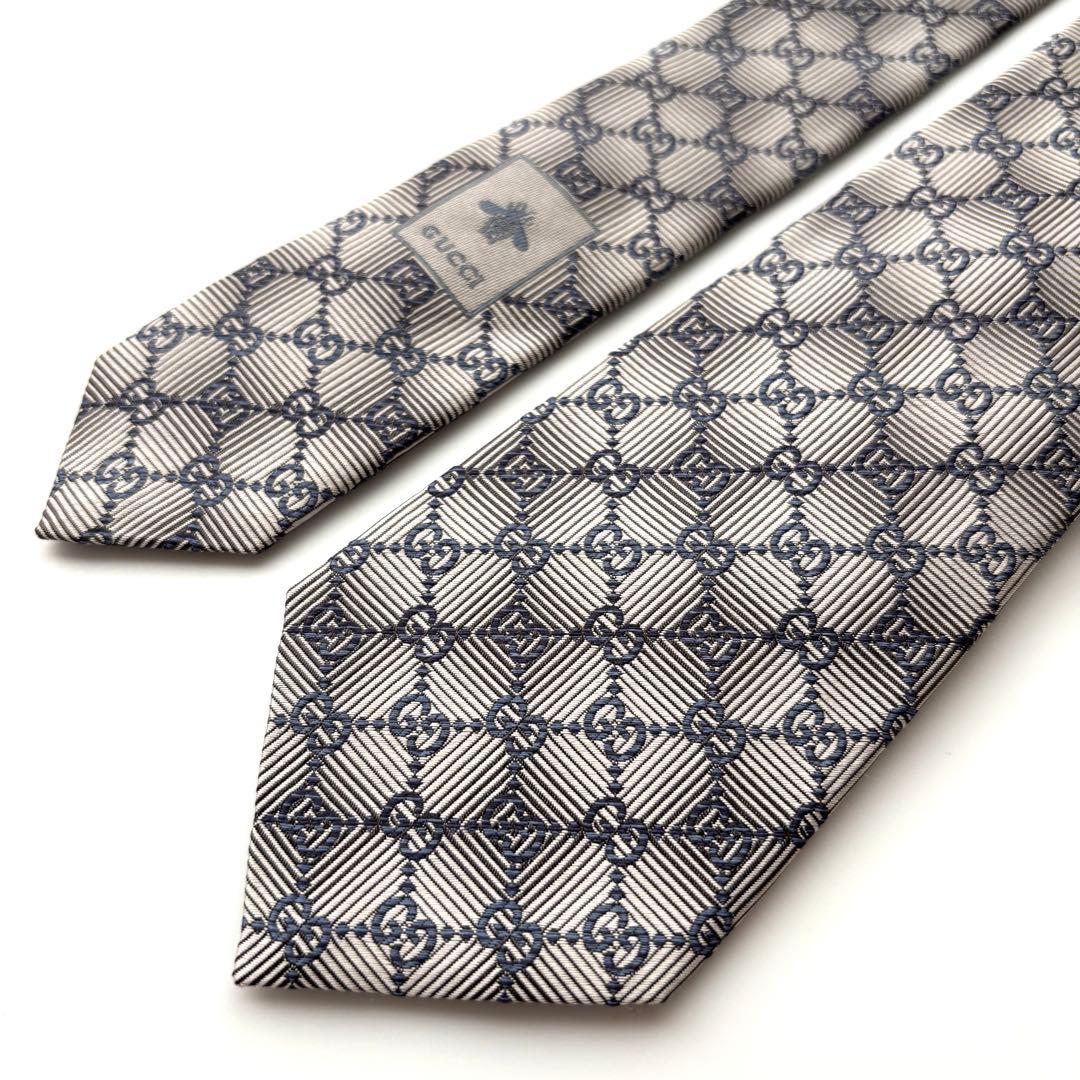 ꧁新品未使用꧂ グッチ ネクタイ ナロータイ GG柄 グラデーション グレー