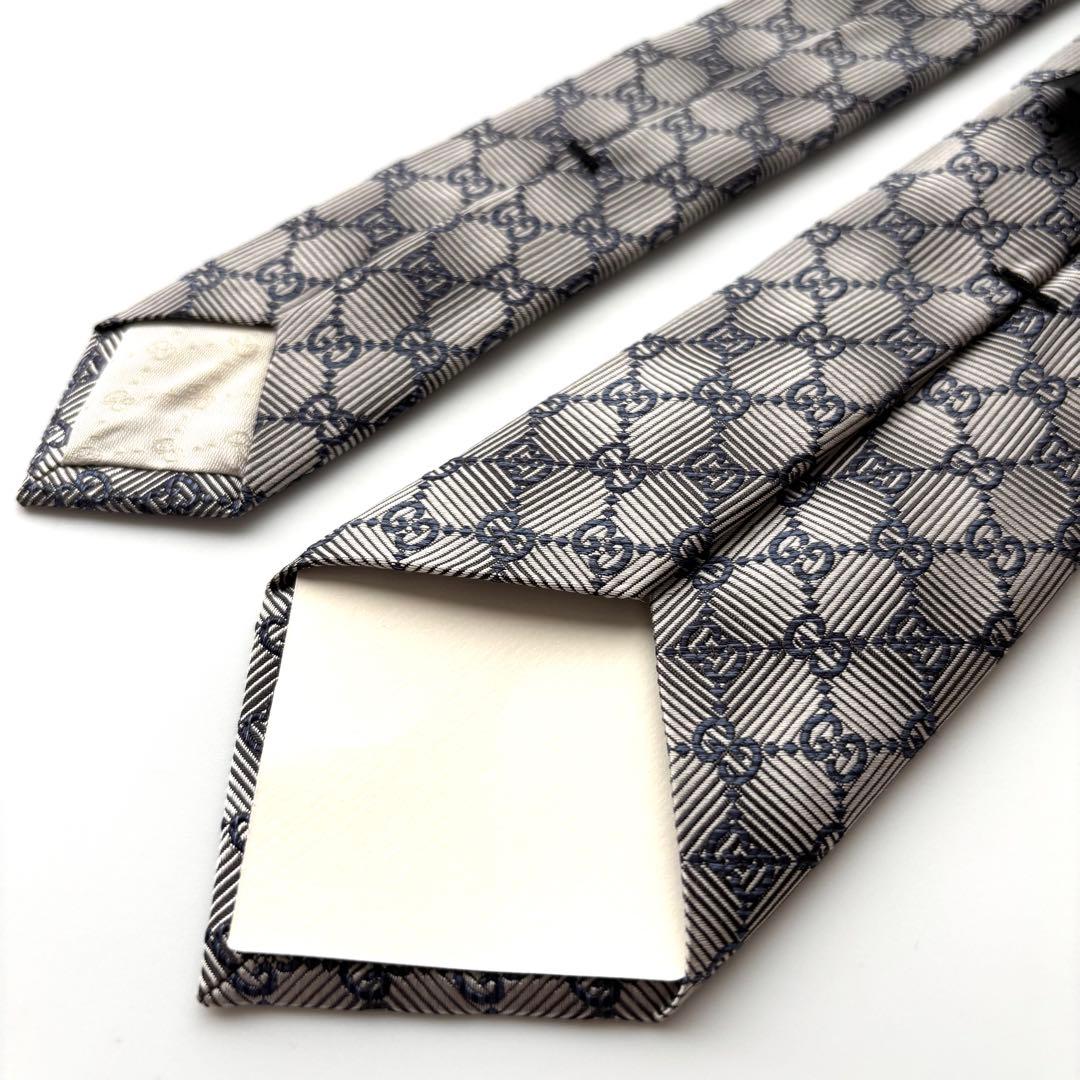 ꧁新品未使用꧂ グッチ ネクタイ ナロータイ GG柄 グラデーション グレー