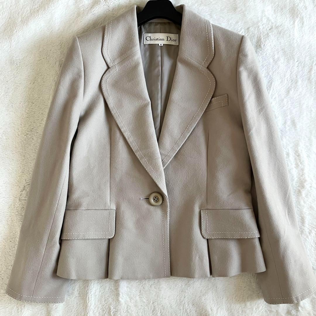 クリスチャンディオール ウール100% バージャケット M モスグレー