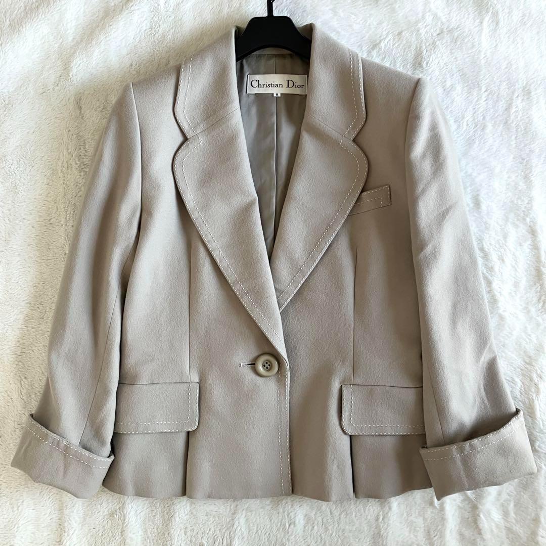 クリスチャンディオール ウール100% バージャケット M モスグレー