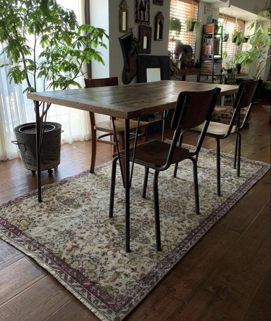 ヴィンテージオーバーダイラグ120×211アンティークラグ