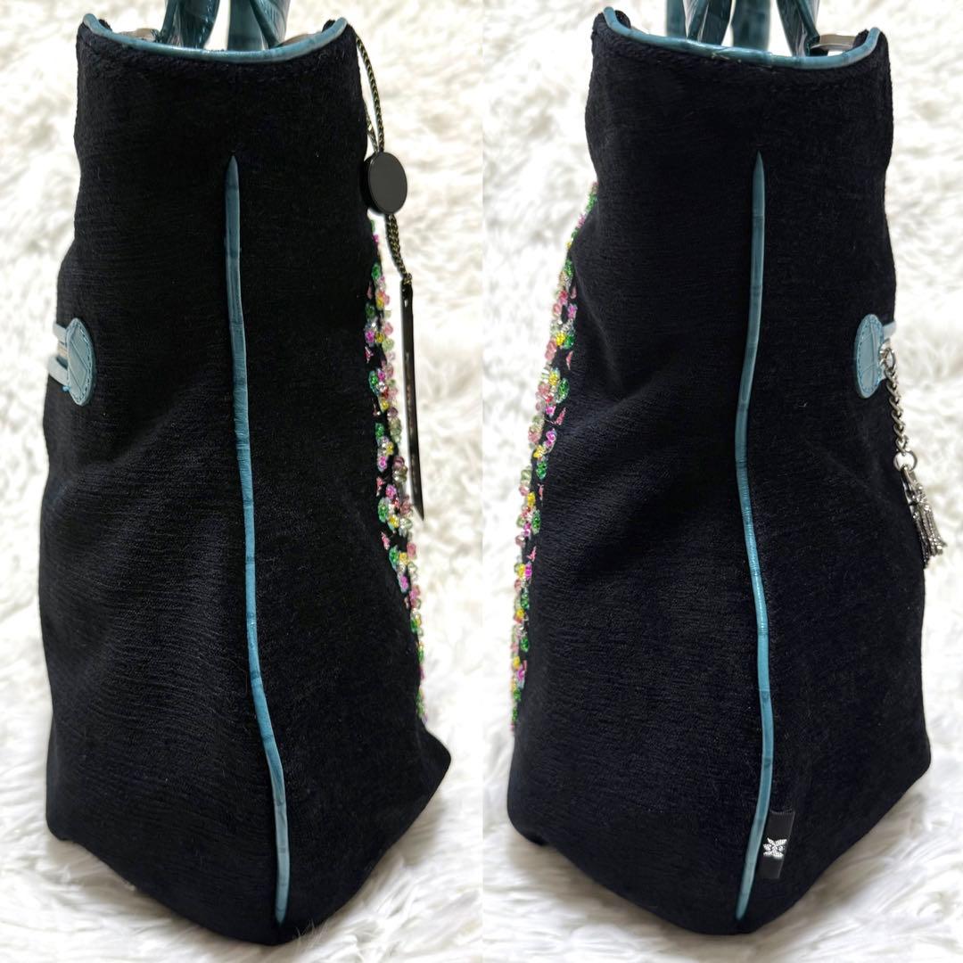 新品タグ付 シンクビー ノートルダム バッグ ブルー トートバッグ スパンコール