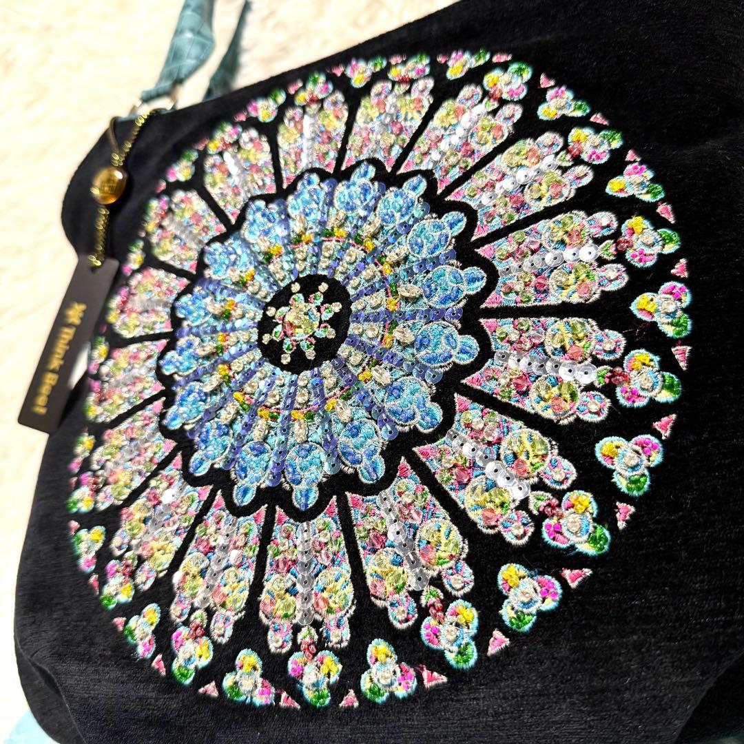 新品タグ付 シンクビー ノートルダム バッグ ブルー トートバッグ スパンコール