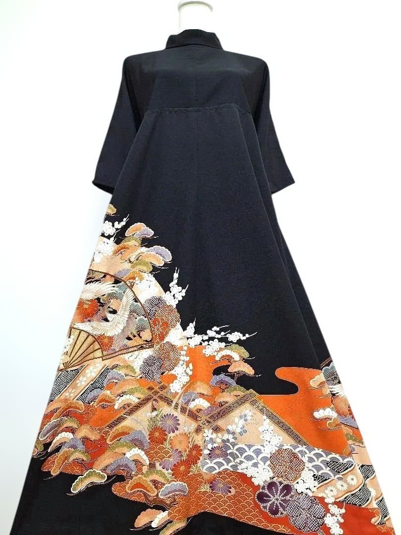 着物リメイクワンピース3614