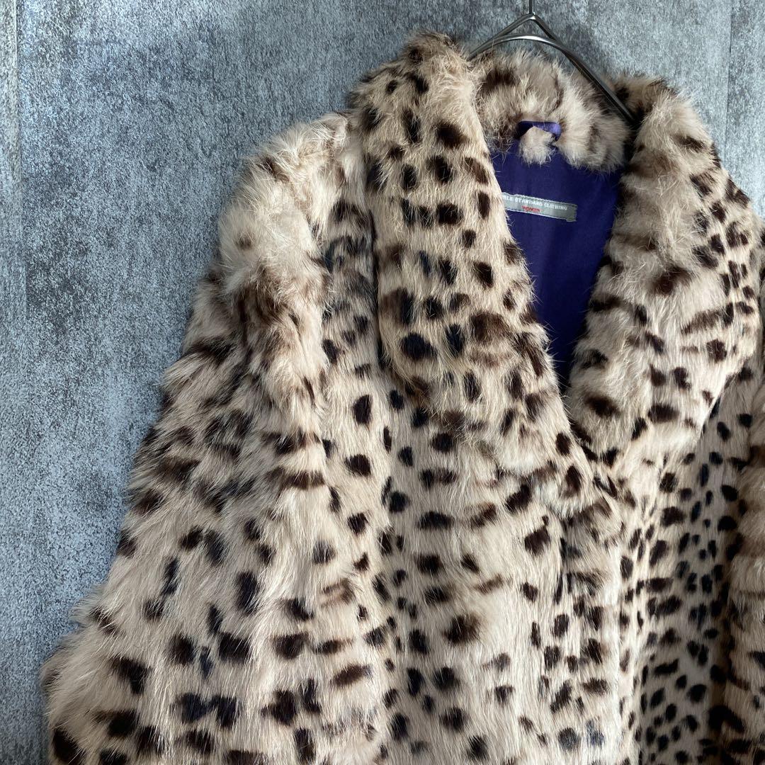 ラビットファー100% ヒョウ柄 ファーコート ダブルスタンダード 高級アウター