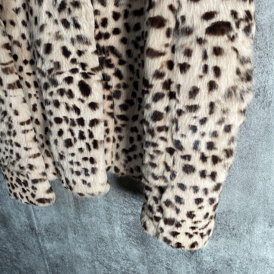 ラビットファー100% ヒョウ柄 ファーコート ダブルスタンダード 高級アウター