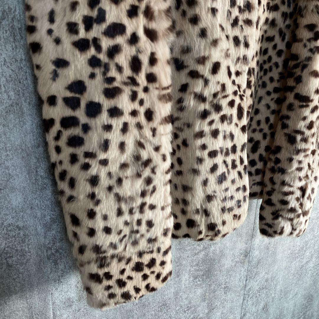 ラビットファー100% ヒョウ柄 ファーコート ダブルスタンダード 高級アウター
