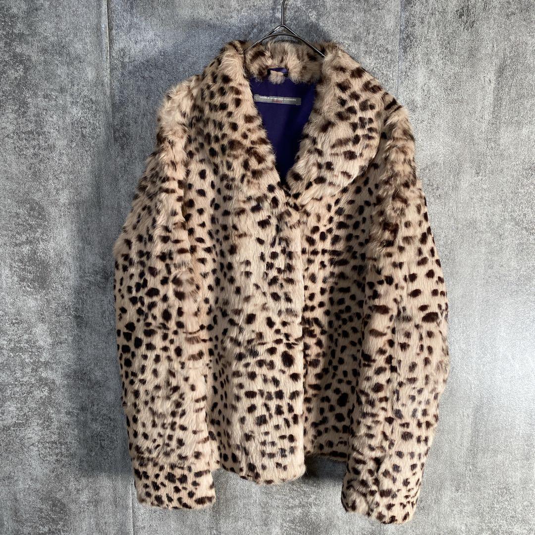 ラビットファー100% ヒョウ柄 ファーコート ダブルスタンダード 高級アウター