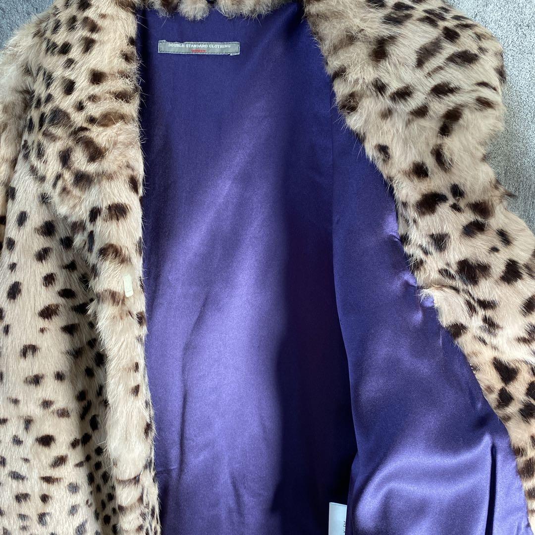 ラビットファー100% ヒョウ柄 ファーコート ダブルスタンダード 高級アウター