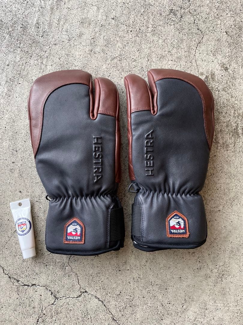 HESTRA 3フィンガー レザーグローブ サイズ7 2026モデル バーム付き