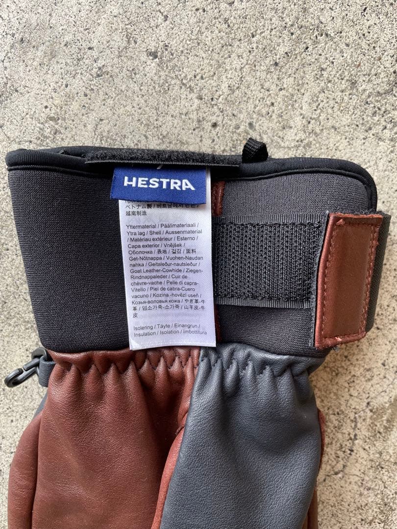 HESTRA 3フィンガー レザーグローブ サイズ7 2026モデル バーム付き