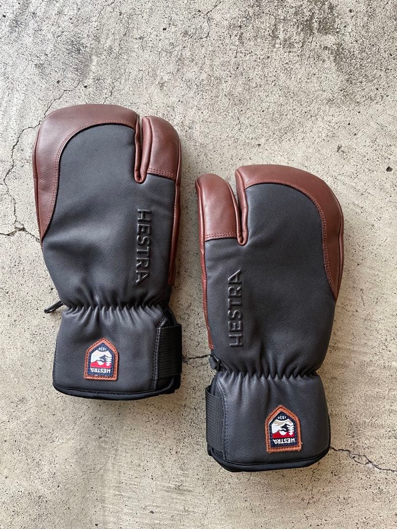 HESTRA 3フィンガー レザーグローブ サイズ7 2026モデル バーム付き