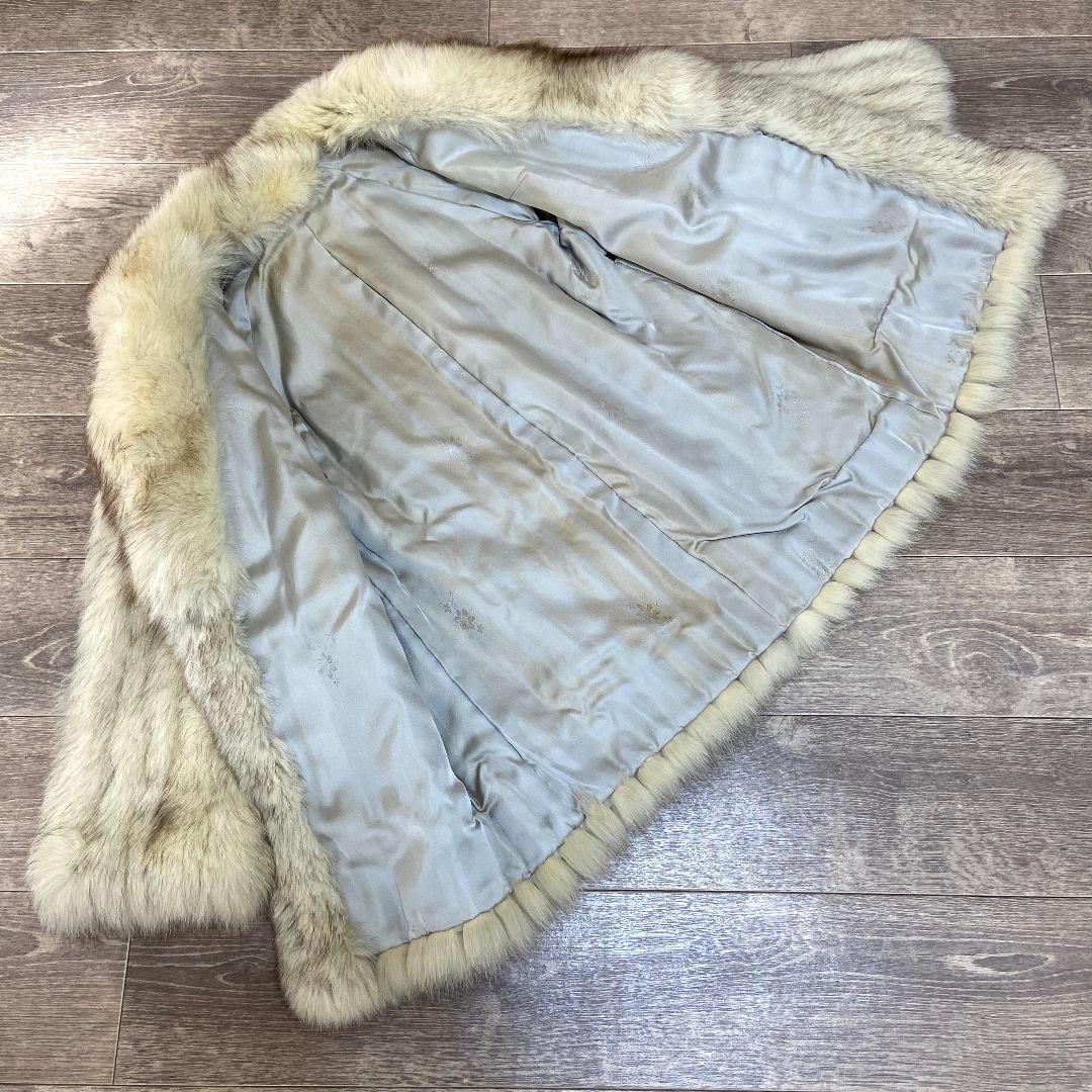 ブルーフォックス　ファーコート　ホワイト　ボリューム襟　FOX