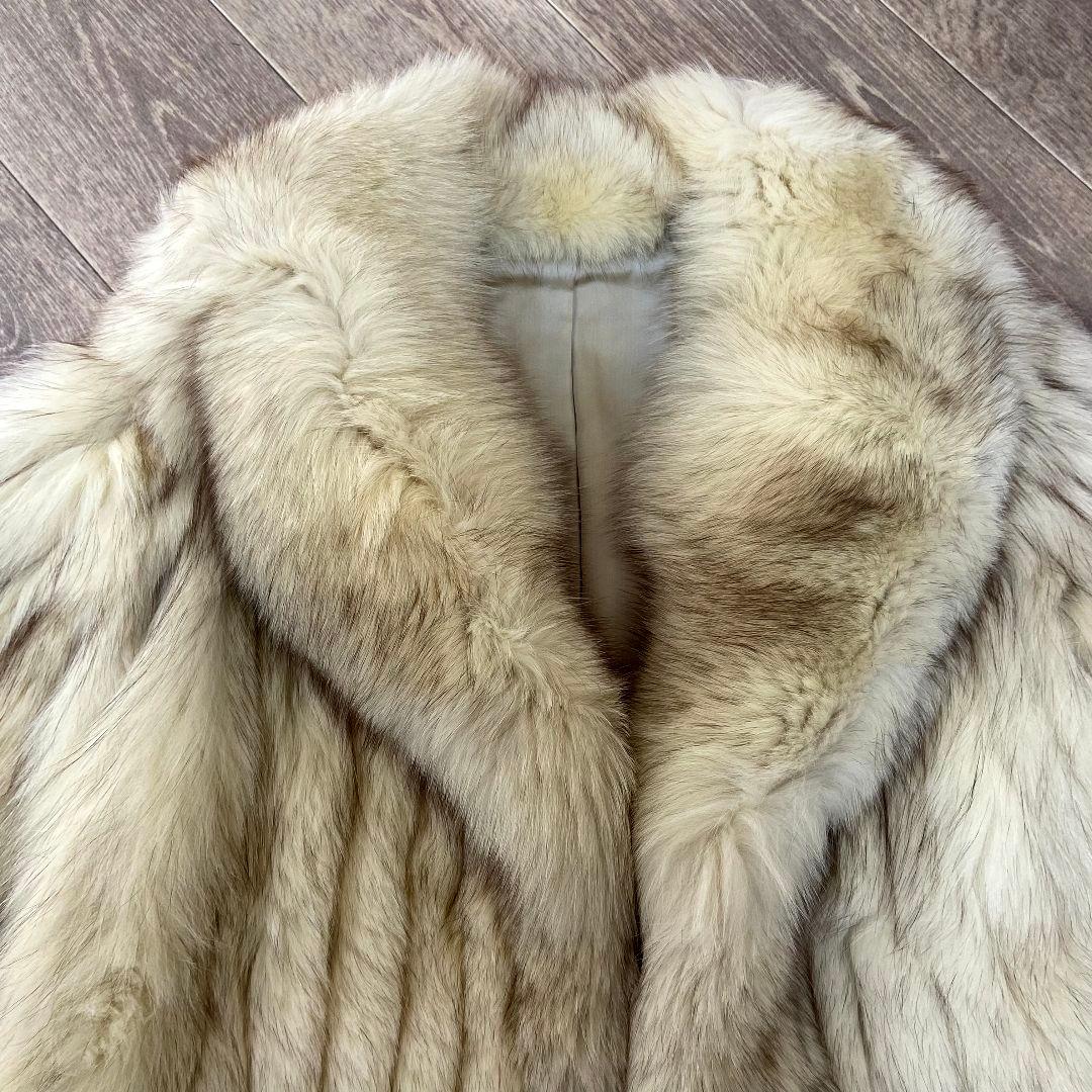 ブルーフォックス　ファーコート　ホワイト　ボリューム襟　FOX