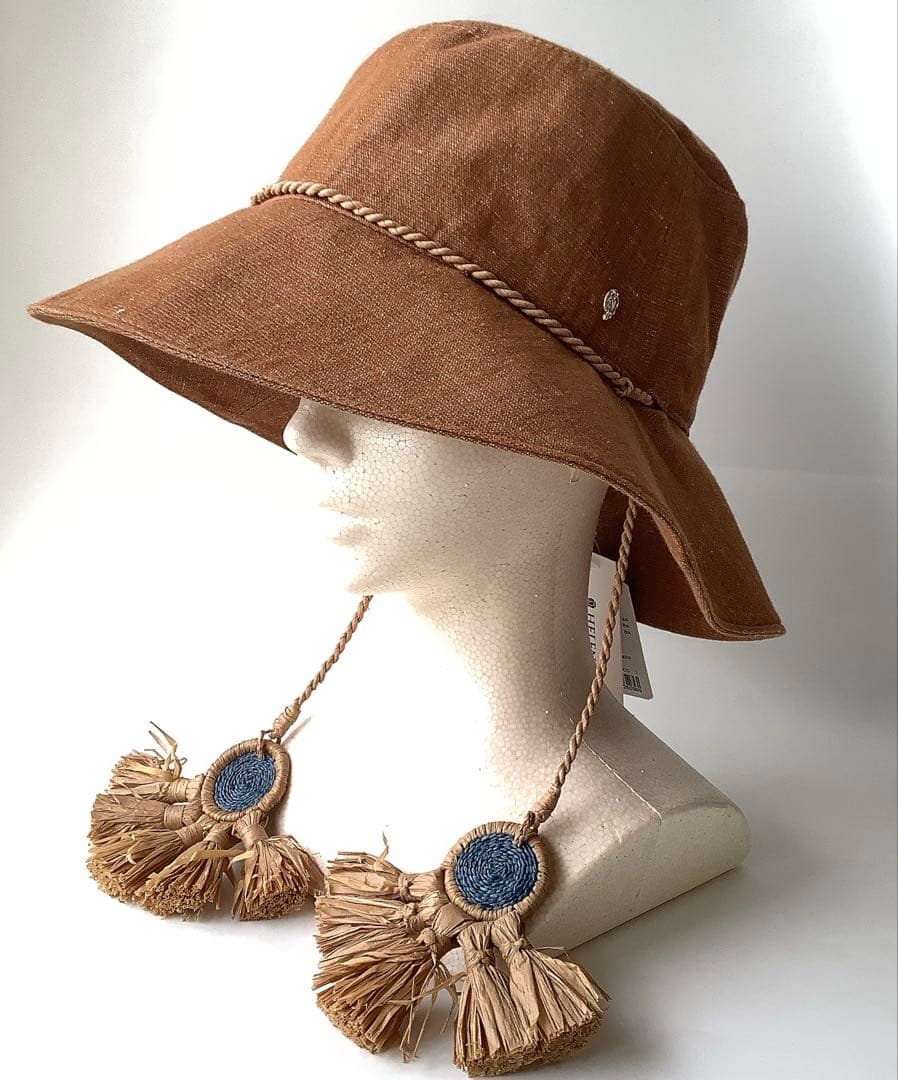 新品★ヘレンカミンスキー★ISLAチャーム付きバケットハット帽子★麻混