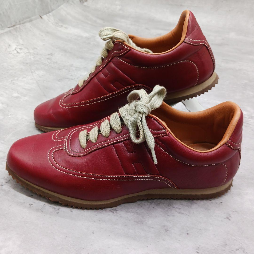 ✨美品✨ エルメス Hロゴ クイック レディース スニーカー レッド 36.5