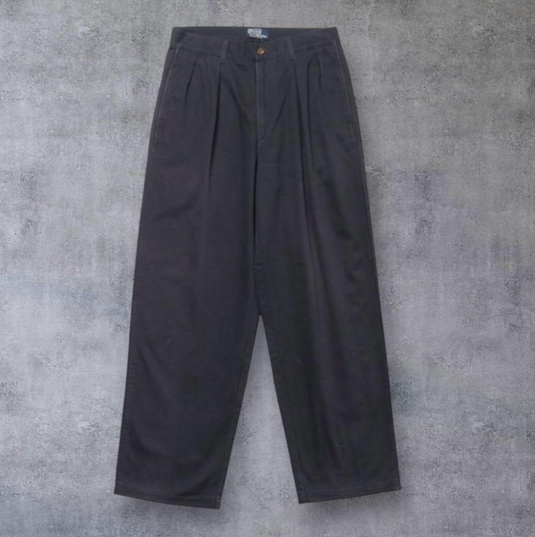 90s ラルフローレン チノパン USA製 ネイビー 30×32 ポロチノ