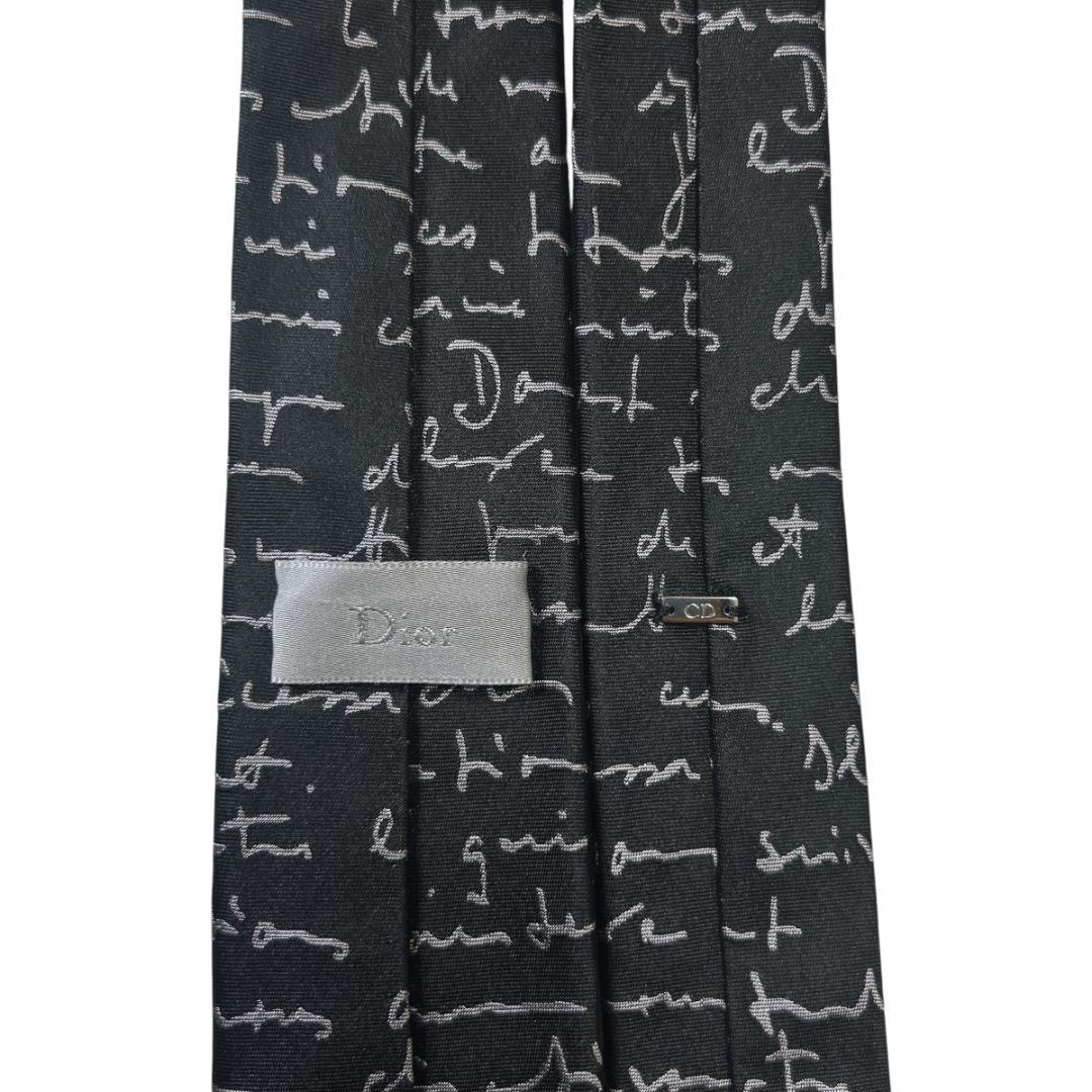 希少　ディオールオム 　スクリプト 細身 シルク ネクタイ ナロータイ　ブラック