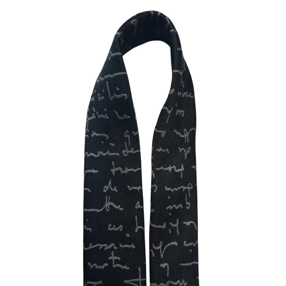 希少　ディオールオム 　スクリプト 細身 シルク ネクタイ ナロータイ　ブラック