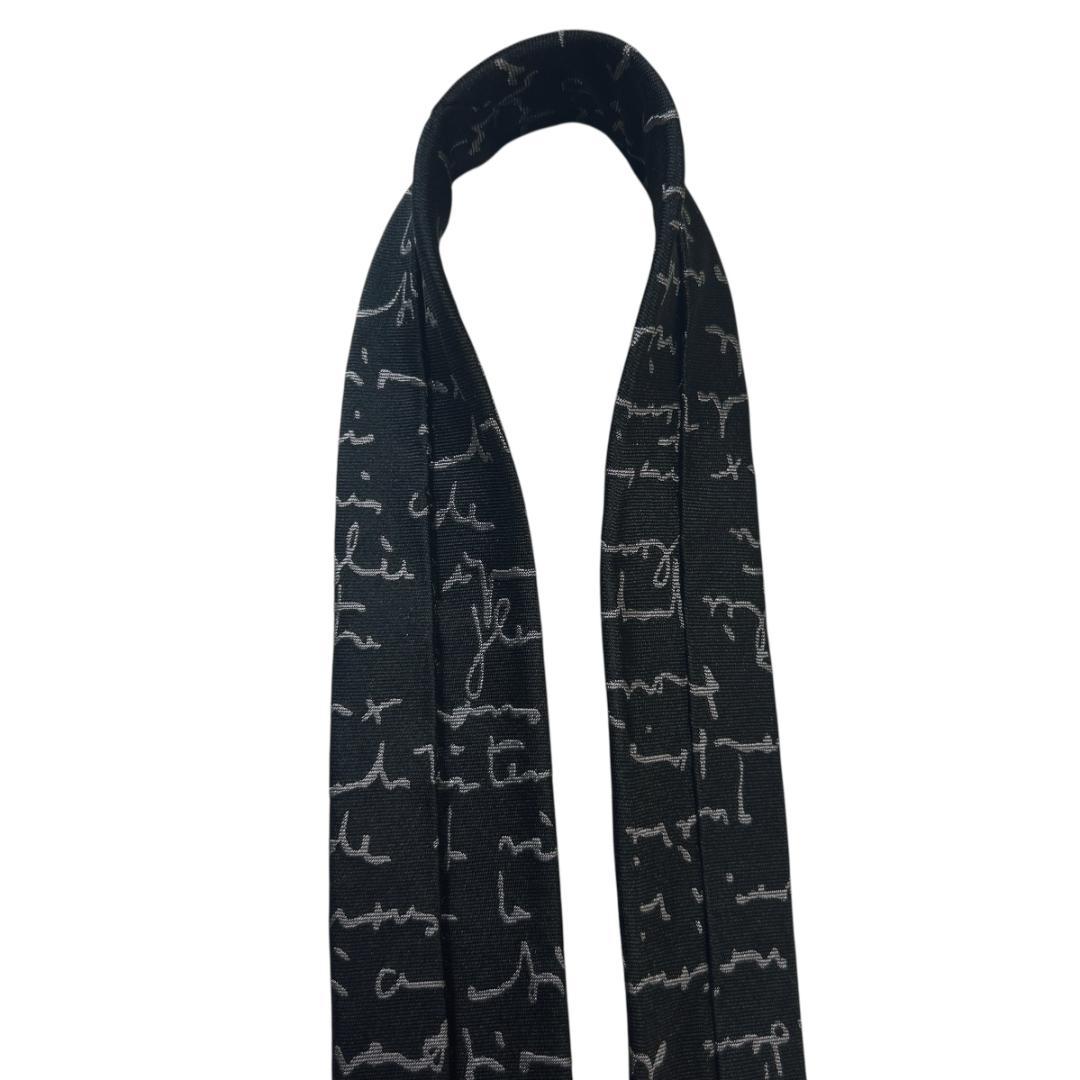 希少　ディオールオム 　スクリプト 細身 シルク ネクタイ ナロータイ　ブラック