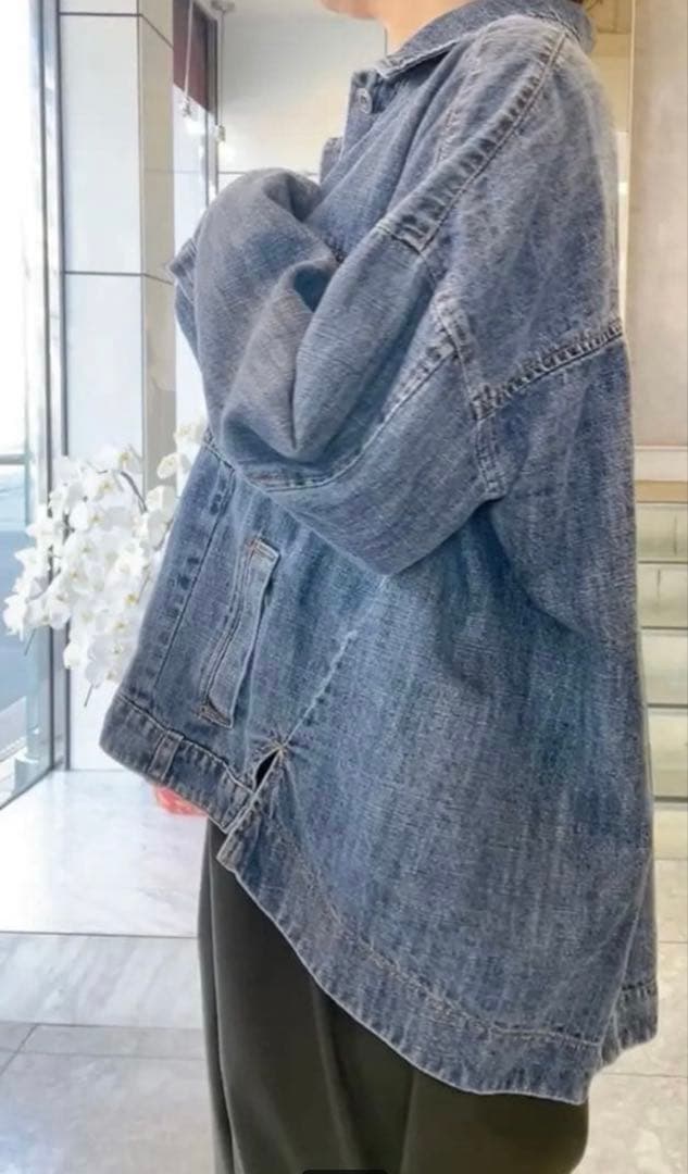 新品タグ付き＊ayane アヤン リネン混デニムジャケット ブリーチ
