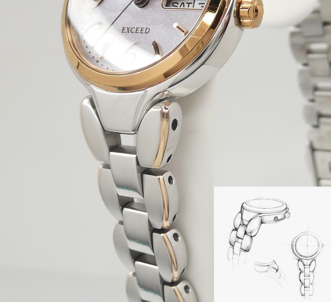 専用✴良品稼働品 EXCEED 白蝶貝文字盤 チタン エコドライブ 17.5㎝
