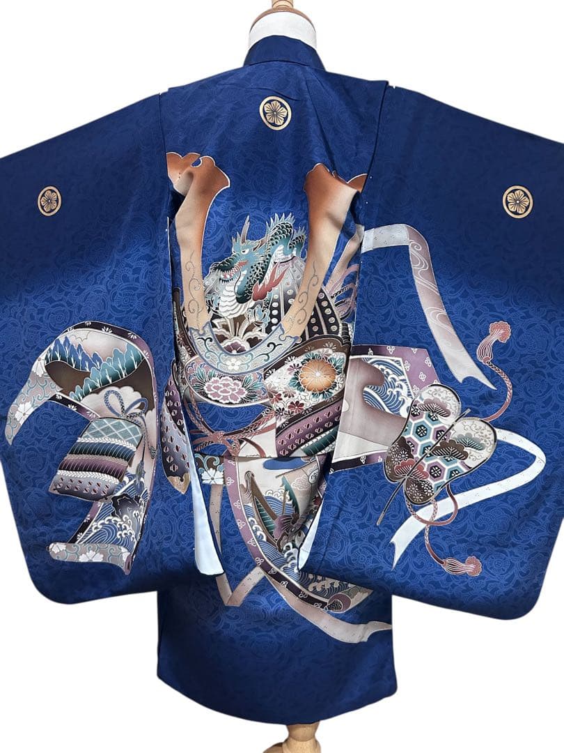 正絹被布フルセット♡七五三　3歳　男の子　一式　紺色系　白