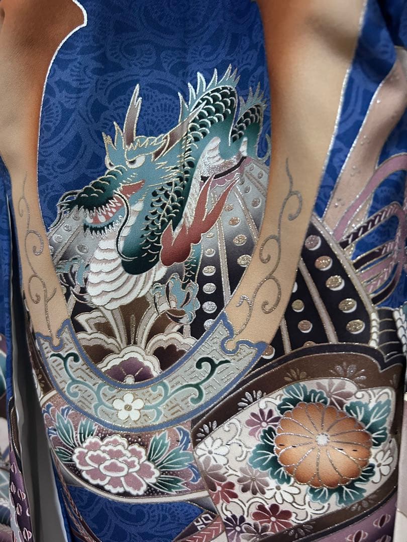 正絹被布フルセット♡七五三　3歳　男の子　一式　紺色系　白