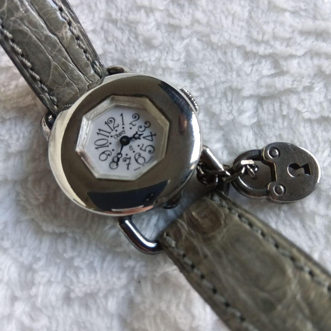極美品‼️Obrey シルバー レザー時計 替えレザーバンド/クロコダイル 箱付