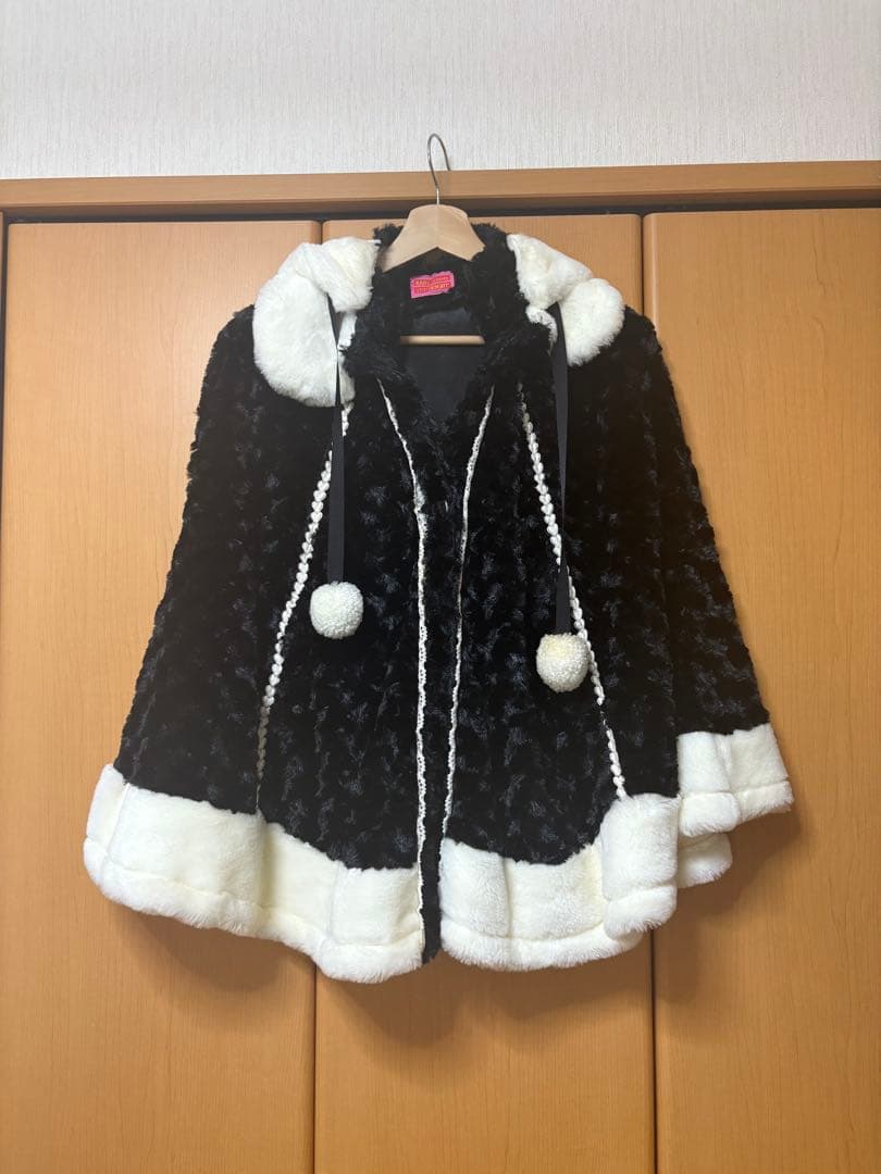 うさみみポンチョ　ロリータ　BABY 黒　プードルファー