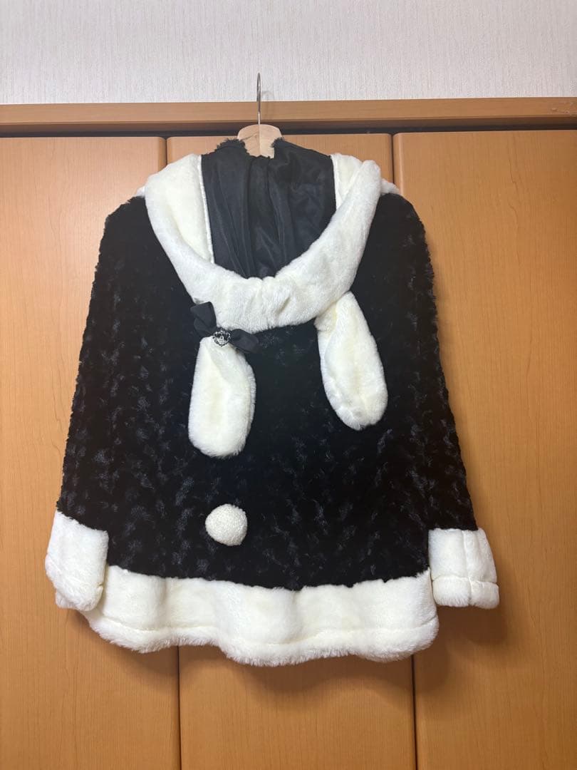 うさみみポンチョ　ロリータ　BABY 黒　プードルファー