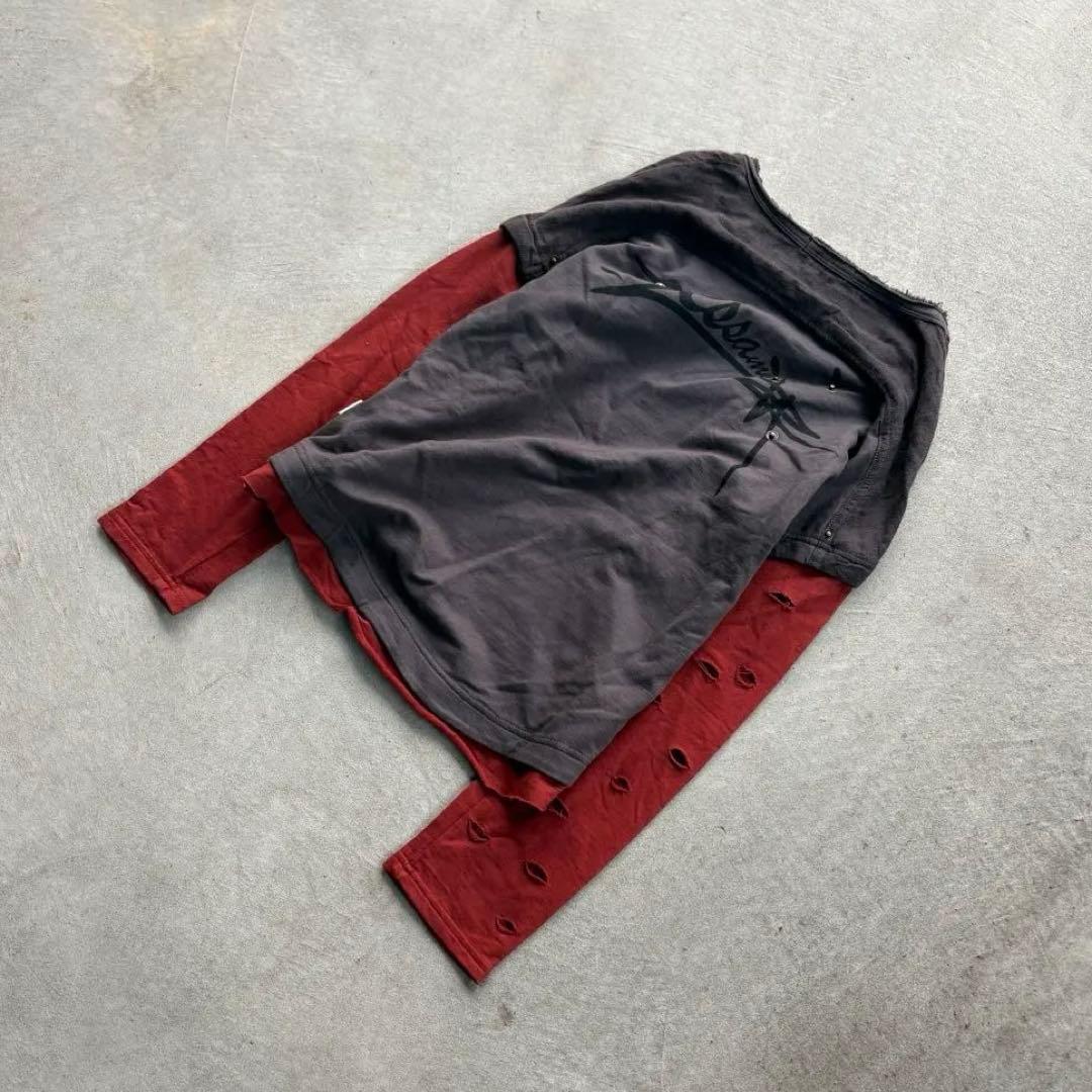 トップス 00s damage layered cutsew grunge y2k
