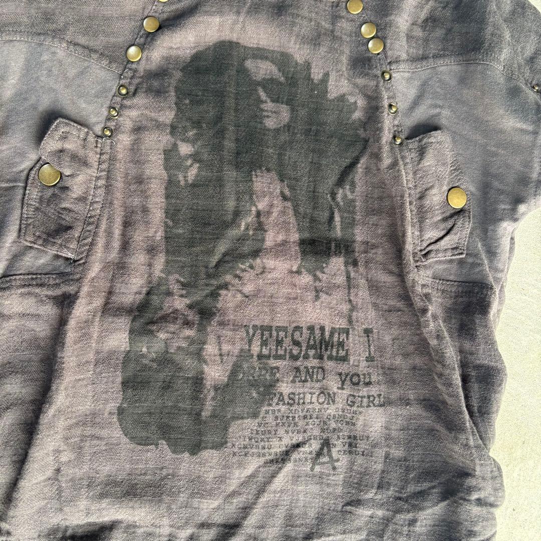トップス 00s damage layered cutsew grunge y2k