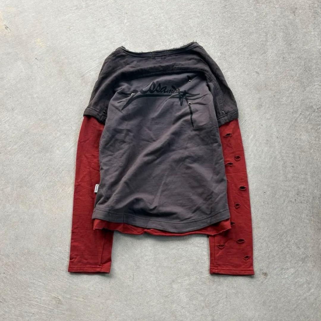 トップス 00s damage layered cutsew grunge y2k