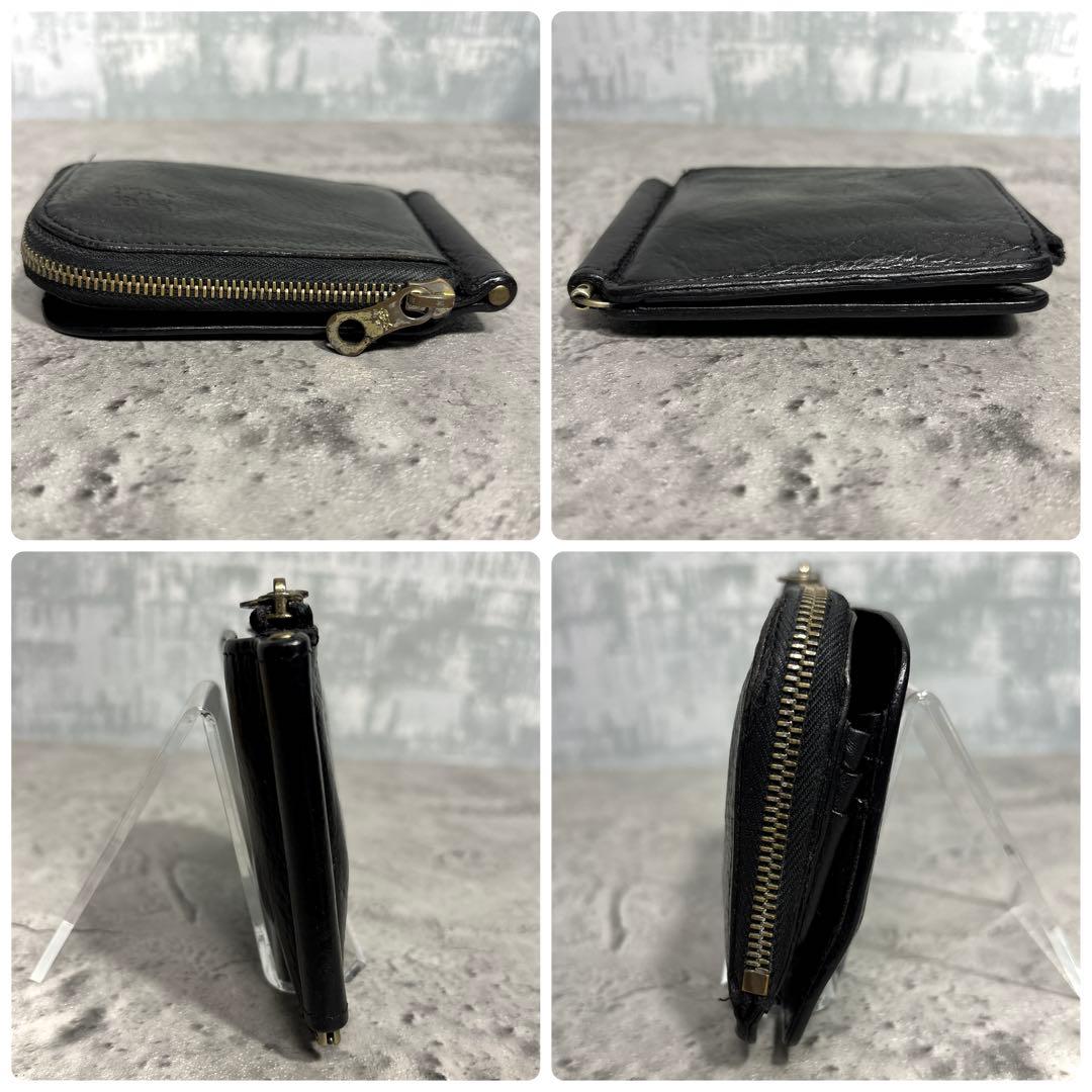 【新品クリップ付き！】イルビゾンテ マネークリップ レザー 黒 ミニ財布