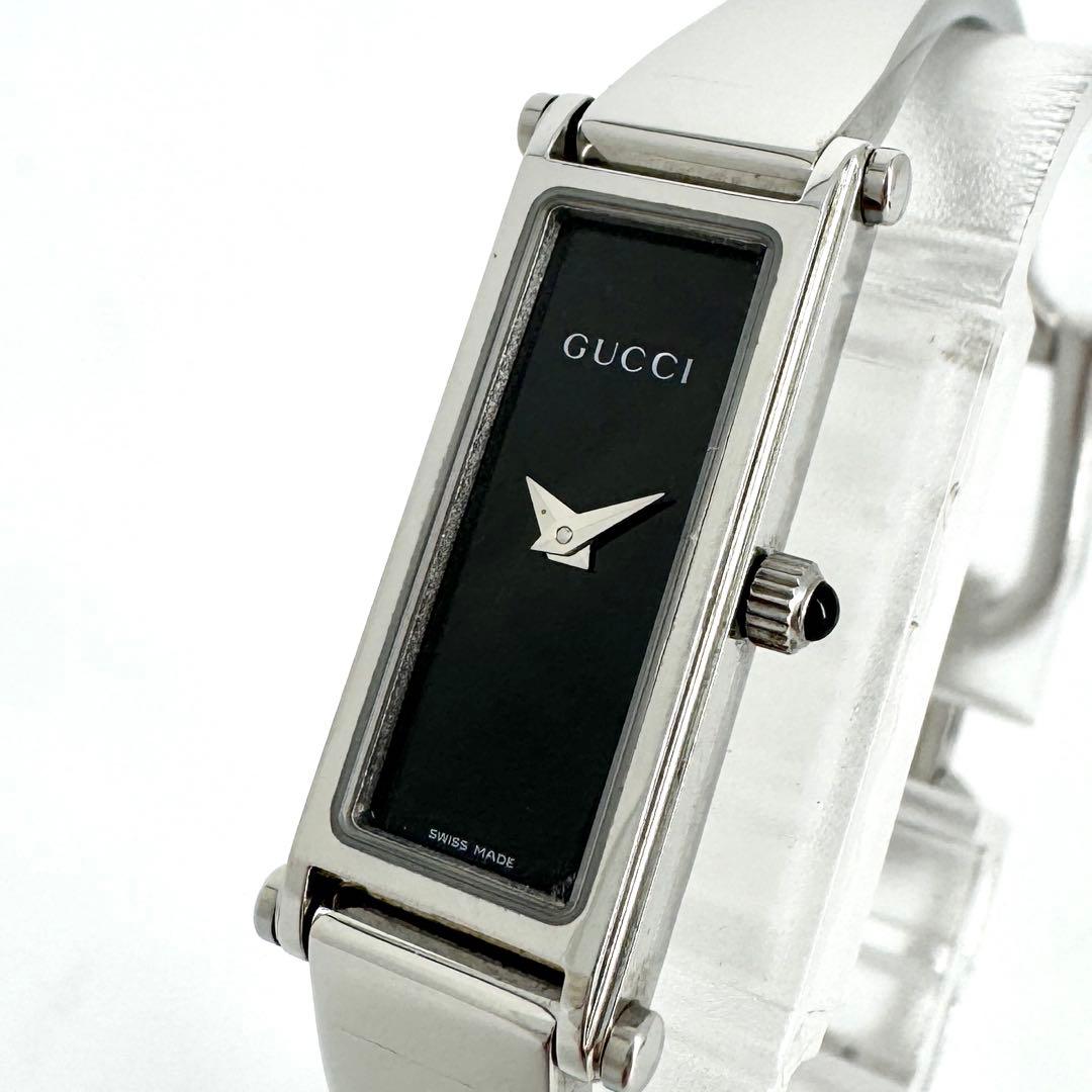 9【新品電池】GUCCI 1500Lブラックダイヤル 腕時計　レディース
