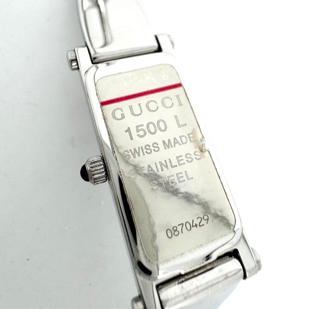 9【新品電池】GUCCI 1500Lブラックダイヤル 腕時計　レディース