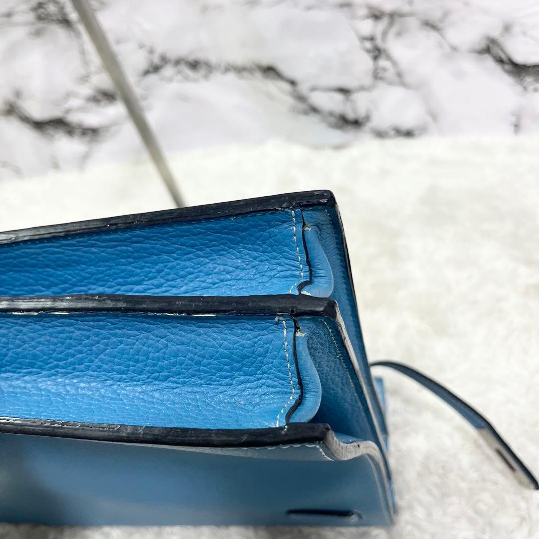  GRACE PARIS 青 レザービジネスバッグ