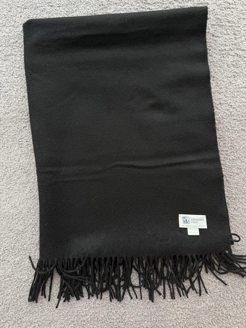 極美品　Johnstons of Elgin 100%カシミヤストール　ブラック
