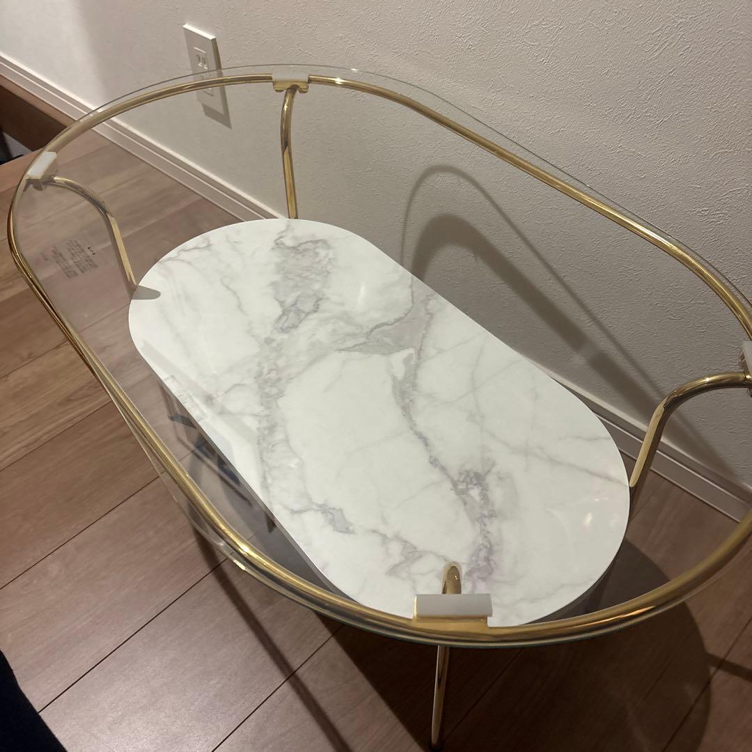 【最安】Francfranc レガートコーヒーテーブル　ゴールドxマーブル