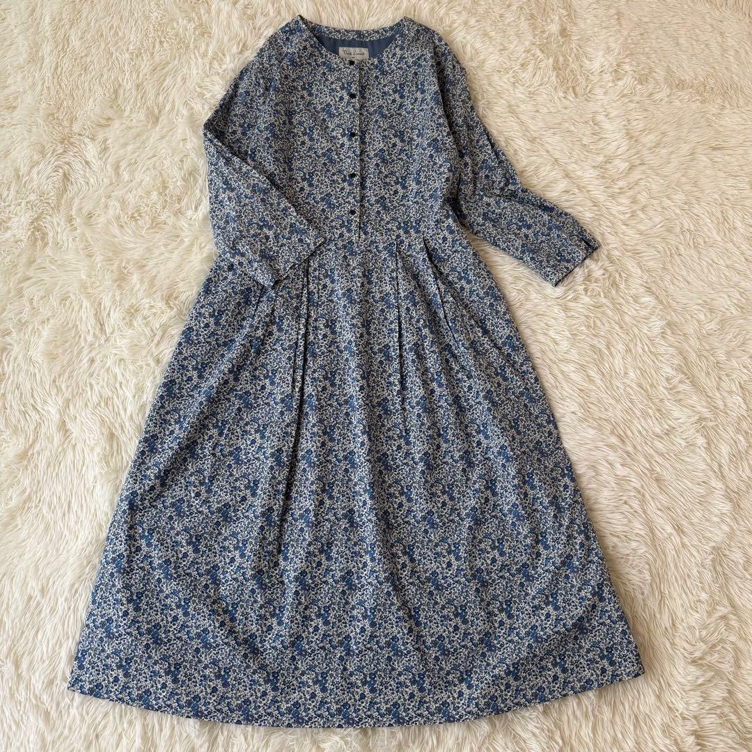 完売品✨新品級✨ルミノア リバティ 別注 クルーネック ロングワンピース ブルー