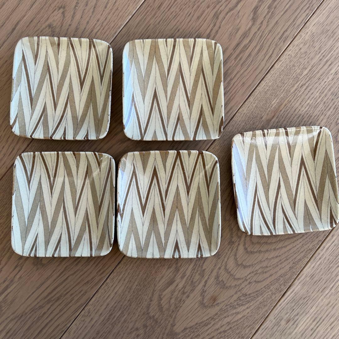 陶芸家 會田雄亮 練込の器 角皿 小皿 5枚セット