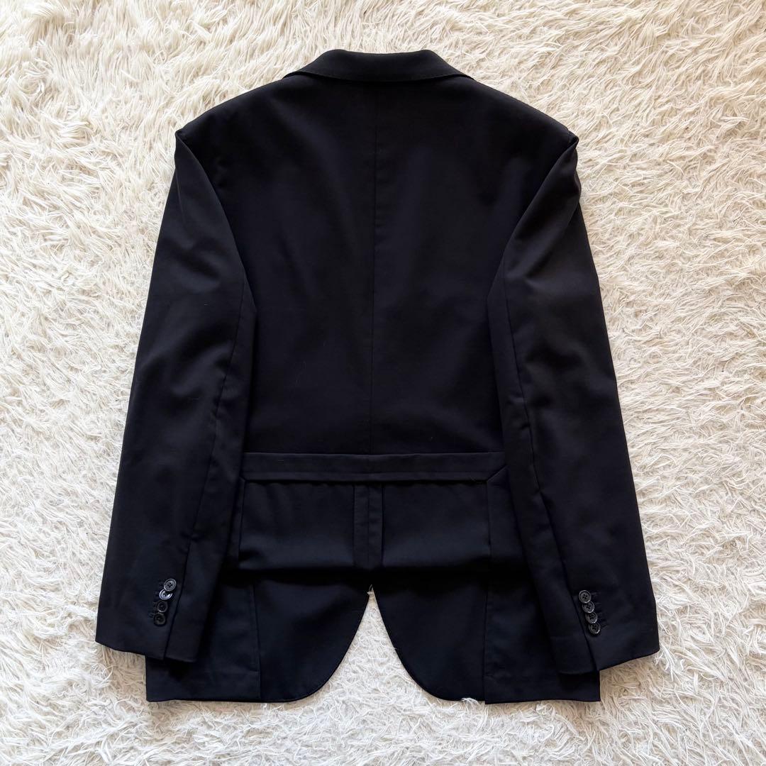 <美品>LARDINI 新ロゴ ネイビー ウール スーツ ブートニエール 48