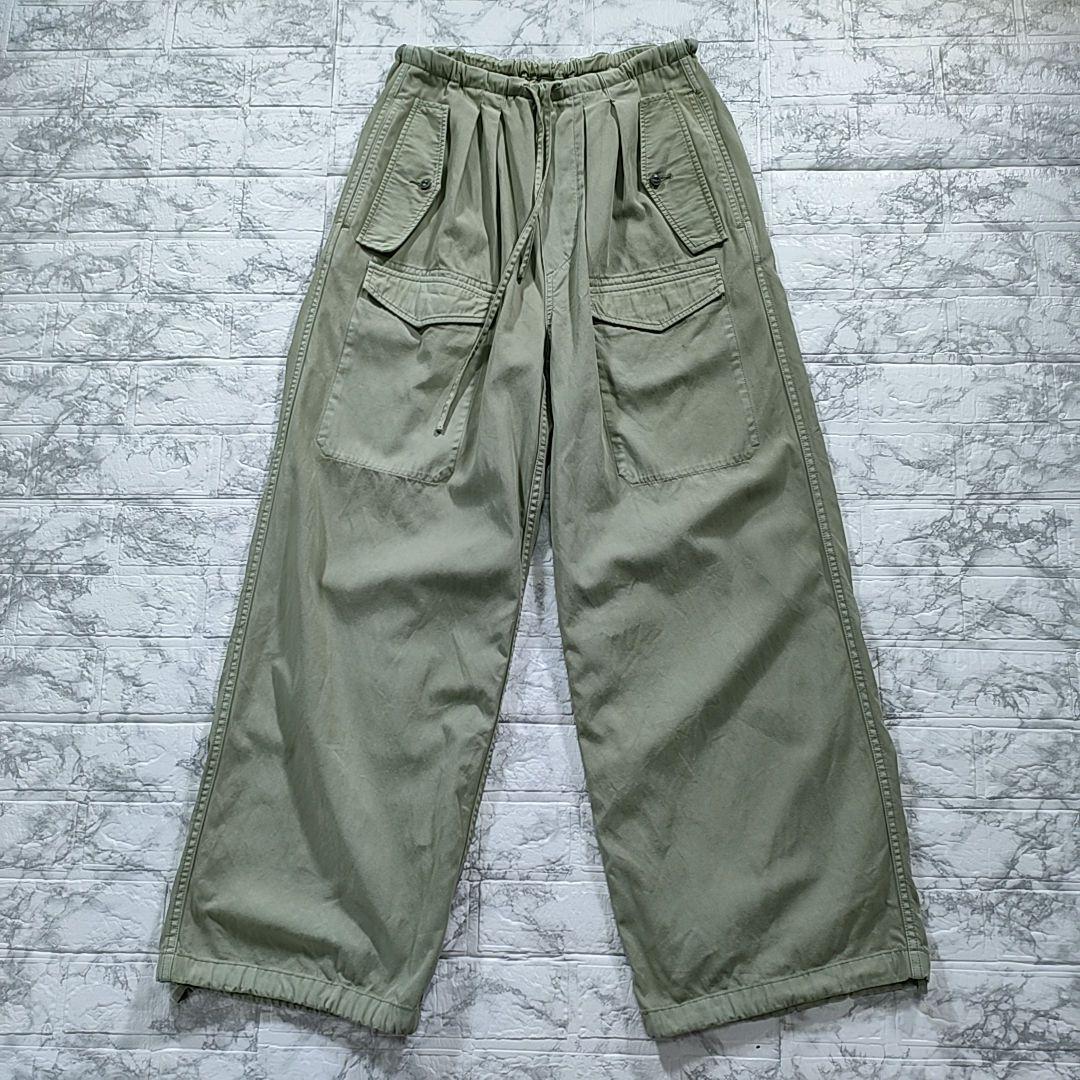 TICCA コットンカーゴパンツ カーキ ドローコード ミリタリーパンツ ワイド