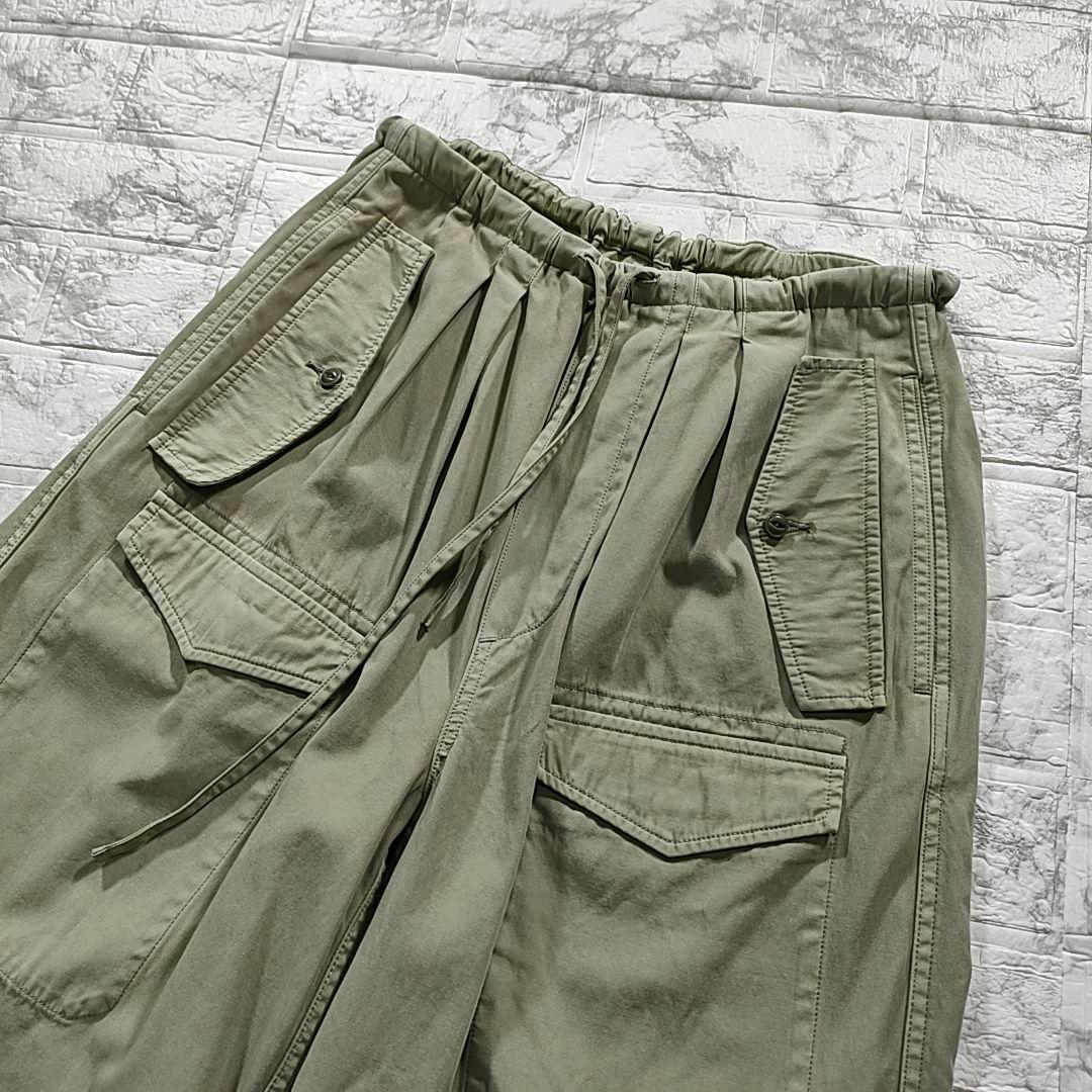 TICCA コットンカーゴパンツ カーキ ドローコード ミリタリーパンツ ワイド