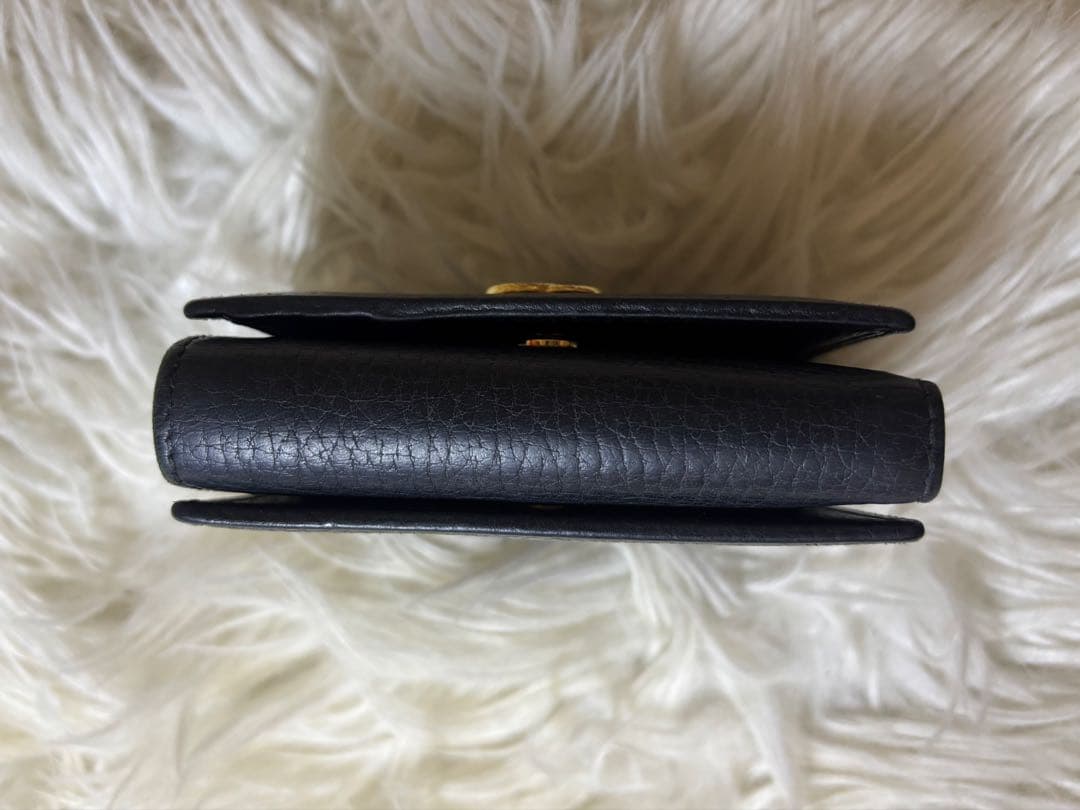 tmk【GUCCI】財布　三つ折り　レディース　ブラック　レザー