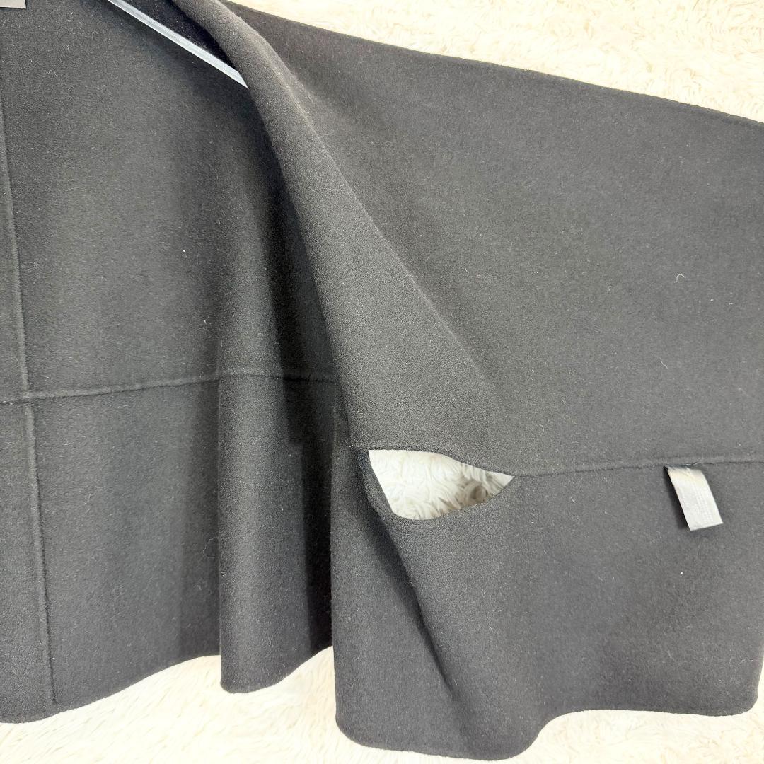 【美品】ANTEPRIMA ケープコート アシメ カシミヤ混 ウール 黒 ３８