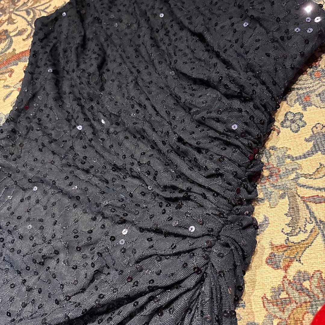 TADASHI SHOJI ワンショルダーパーティードレス L ネイビー